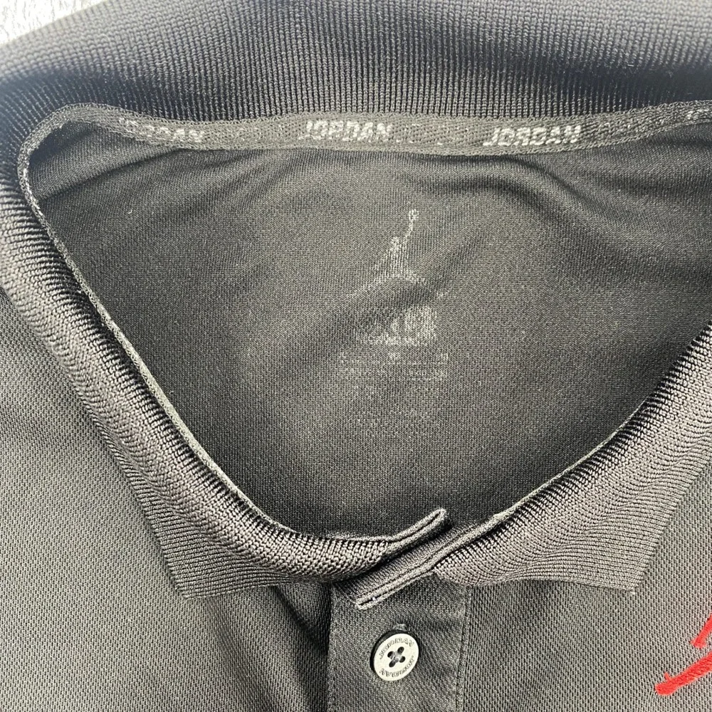 Jordan Polo Shirt Youth XL Black Red Jumpman Logo Dri-FIT Short Sleeve Top